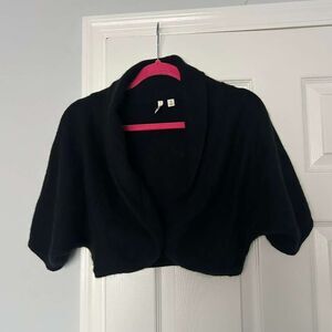 Frenchi Angora Cardigan Women Black One Button Closure M